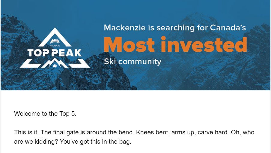 FortuneSkiClub's tweet photo. BREAKING NEWS!
We have been contacted by @MackenzieInvest to confirm that #TopPeakCampFortune has made the final phase of #MackenzieTopPeakContest!
Way to go everyone! https://t.co/8rF57Da3H7