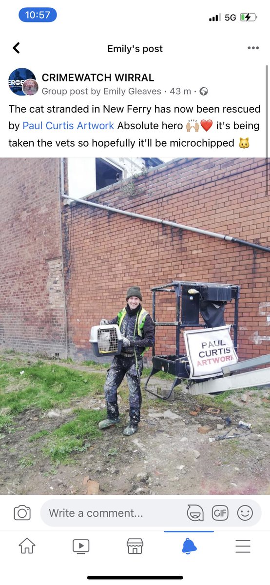 AdamBrowne97's tweet photo. Massive shoutout to @paulcurtisart, my cats been missive for the last few months and he got his cherry picker and rescued him.. been stuck in try abandoned buildings since January👏🏻👏🏻 https://t.co/tuBEGIl2tU