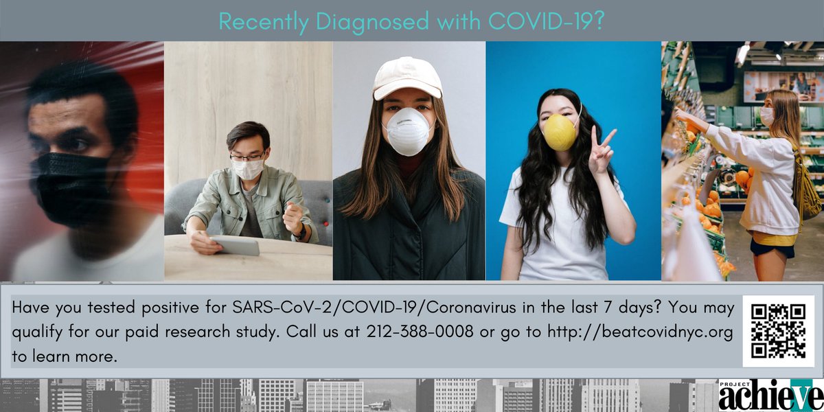 AchieveNYC's tweet photo. If you've tested positive for COVID recently, consider joining our study and earn up to $450 dollars! Sounds like the best way to rest up and get some money while you're at it. Travel included! Go to https://t.co/ok3MEIOMOo if you are interested. https://t.co/iRKVd8I7oV
