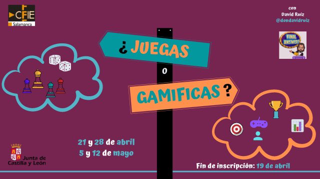 Asesoría de Inglés (@cfiesaingl) on Twitter photo En abril y mayo contaremos en el <a href="/cfiesalamanca/">CFIE SALAMANCA</a> con <a href="/dondavidruiz/">David Ruiz</a> para seguir aprendiendo de Gamificación y ABJ (Aprendizaje Basado en Juegos) Profe, ¿Juegas o Gamificas? Inscríbete y descúbrelo: cfiesalamanca.centros.educa.jcyl.es/sitio/ #innovaCyL #formaciónCyL En abril y mayo contaremos en el <a href="/cfiesalamanca/">CFIE SALAMANCA</a> con <a href="/dondavidruiz/">David Ruiz</a> para seguir aprendiendo de Gamificación y ABJ (Aprendizaje Basado en Juegos) Profe, ¿Juegas o Gamificas? Inscríbete y descúbrelo: cfiesalamanca.centros.educa.jcyl.es/sitio/ #innovaCyL #formaciónCyL