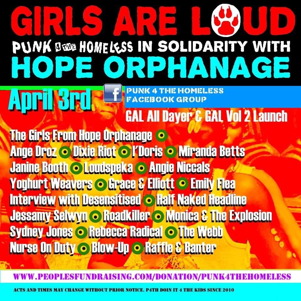 Excited about performing Next Saturday April 3rd to support punk for the homeless!
Live on line streamed from Facebook.com/loudspeka