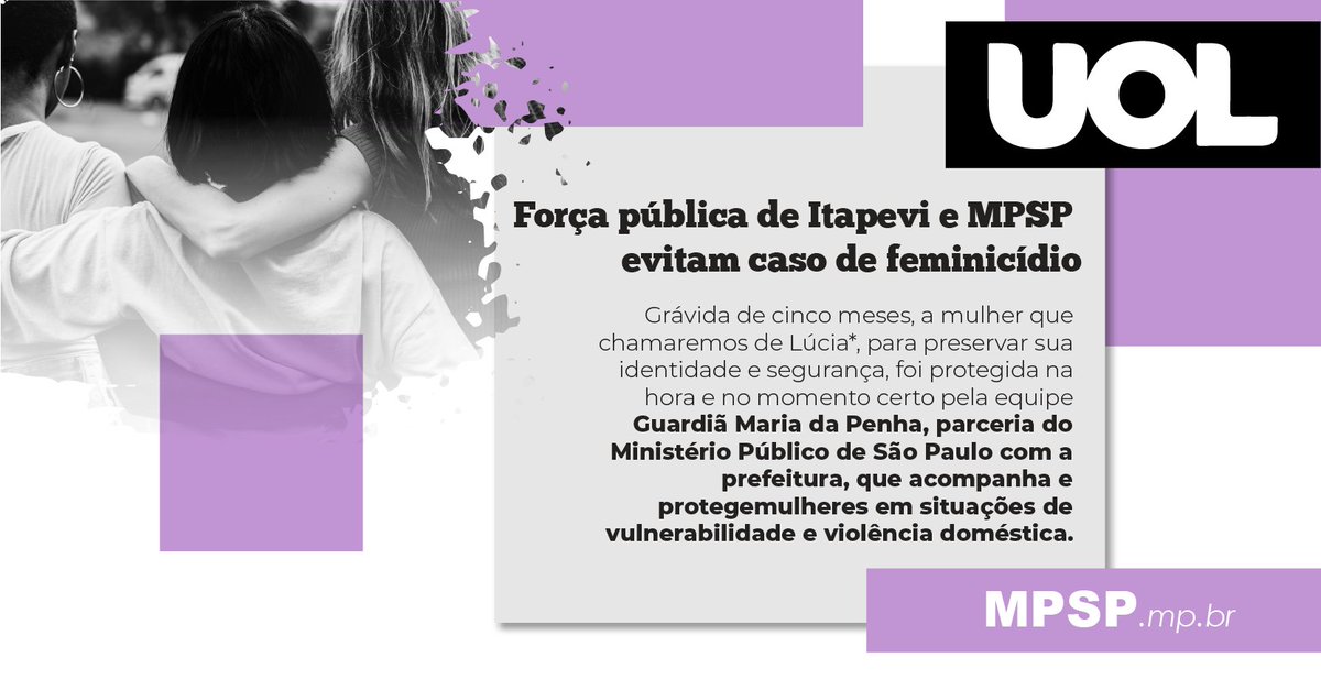 mpsp_oficial's tweet photo. Na primeira semana de operação, a equipe #GuardiãMariaDaPenha de #Itapevi evita mais um caso de #Feminicídio.

Leia os emocionantes relatos na matéria do @papodemae, no @UOL: https://t.co/ROWWGQ82zY
@marianakotscho

#8M #TodoMundoPode #MêsDeTodasAsMulheres https://t.co/005dMCneeV