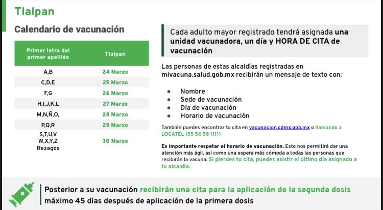 SergioyLupita's tweet photo. #TomeNota | Aquí los detalles para la vacunación a adultos mayores en la alcaldía #Tlalpan. 💉 https://t.co/m60zMQ0B9Z