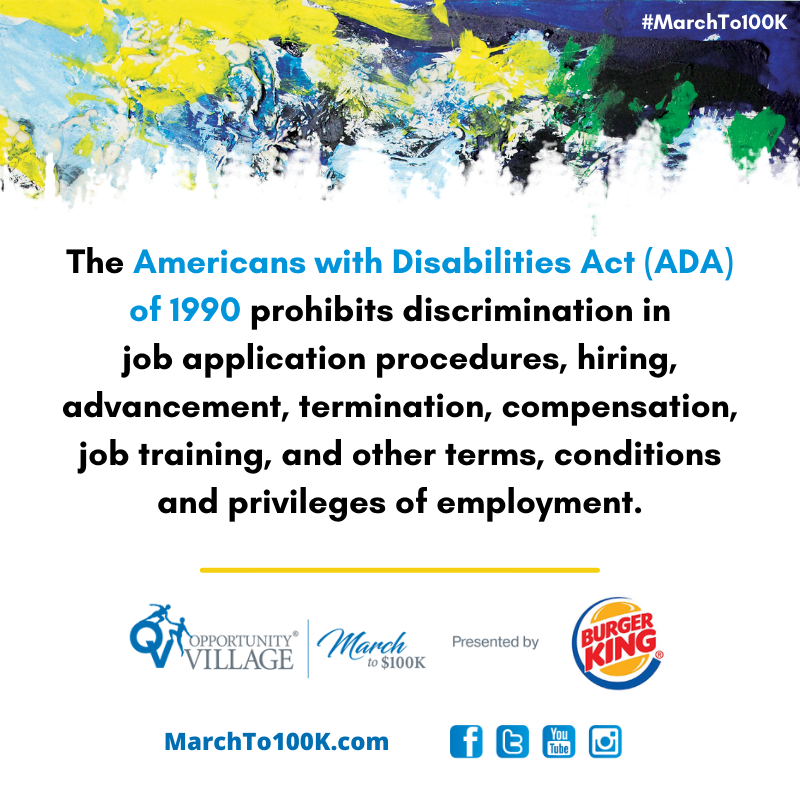 OppVillageLV's tweet photo. In 1990, individuals with disabilities were given equal access and opportunity like never before because of the #ADA. 🧠 

🔗: https://t.co/iSYbx0ySoC | #MarchTo100K #DDAwareness21 https://t.co/g07zm2avnz