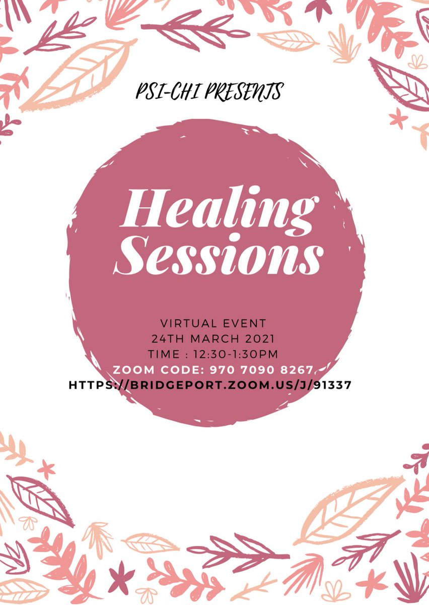 chi_ub's tweet photo. Hello all, we hope your semester is going well! Our next Healing Session is this Wednesday at 12:30! This is a great way to mentally re-center yourself in the middle of a busy week! Please come join us, and tell your friends! #psichi #Ub #universityofbridgeport  #honorsociety https://t.co/ZQAGXJTwFi