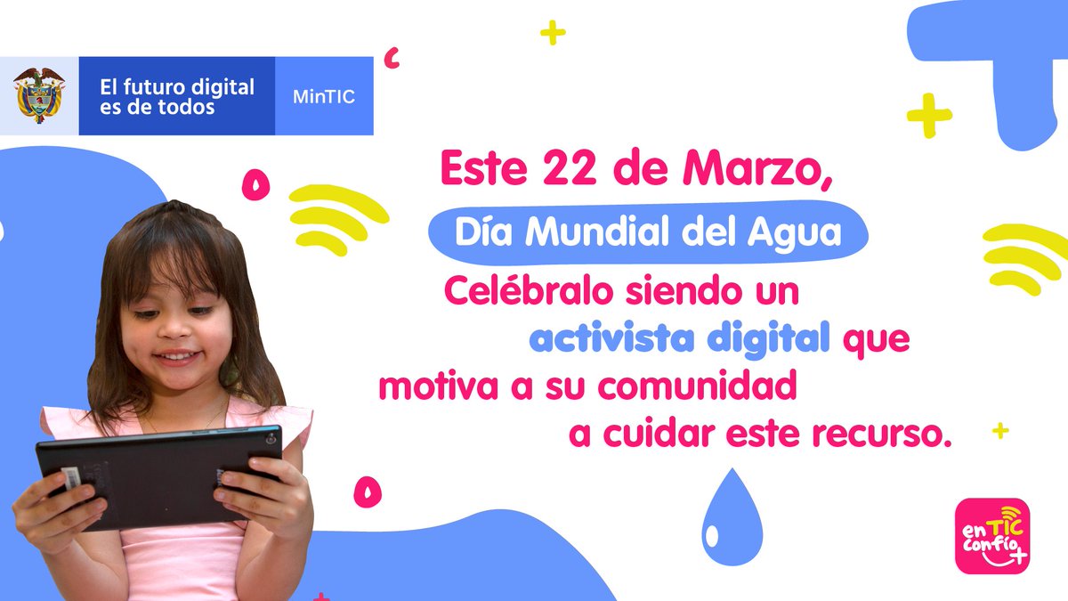 helga_hernandez's tweet photo. Hoy en el #DíaMundialDelAgua 💧 invito a todos niños, niñas, jóvenes y adultos a movilizar causas solidarias y positivas en Internet a través del activismo digital. 🌐👦👧 ¡Así todos dejaremos huella en nuestro planeta a través de las TIC! Súmate a #EnTICconfíoMás. https://t.co/O6WEDsLe9m