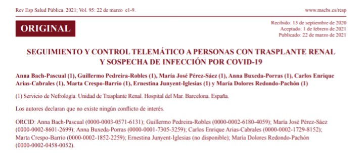Guille Pedreira Robles (@guillemochilo) on Twitter photo 📞 Seguimiento y control telemático a personas con #TR y sospecha de #COVID19!
Publicado en <a href="/RESaludPublica/">Revista Española Salud Pública</a>
mscbs.gob.es/biblioPublic/p…
<a href="/kidney_mar/">@Kidney_Mar</a>
<a href="/hospitaldelmar/">Hospital del Mar</a> 📞 Seguimiento y control telemático a personas con #TR y sospecha de #COVID19!
Publicado en <a href="/RESaludPublica/">Revista Española Salud Pública</a>
mscbs.gob.es/biblioPublic/p…
<a href="/kidney_mar/">@Kidney_Mar</a>
<a href="/hospitaldelmar/">Hospital del Mar</a>