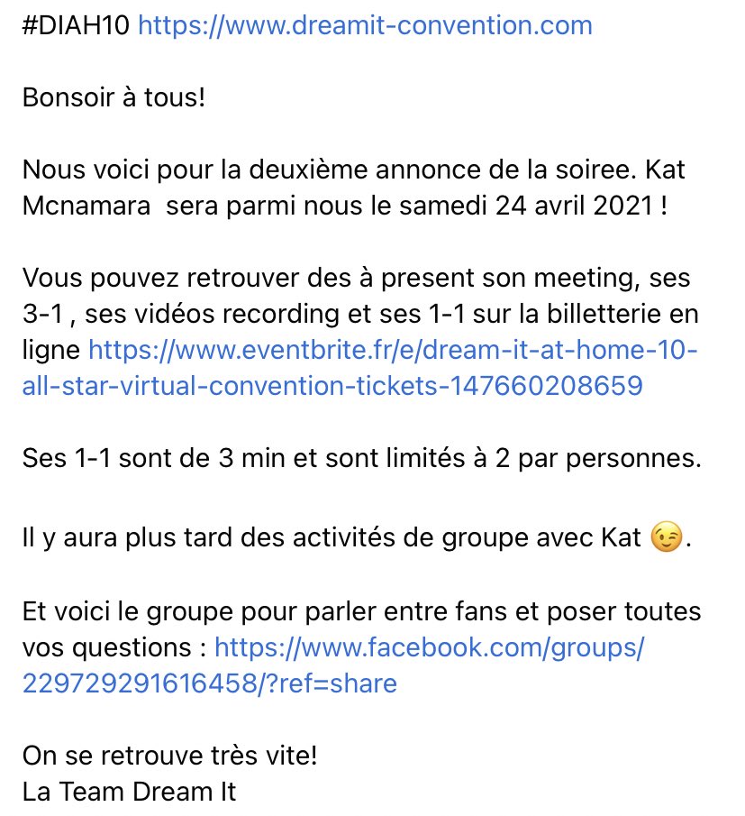DreamitCon's tweet photo. #DIAH10 Kat Mcnamara est notre 2ème guest! // @Kat_McNamara is our 2nd guest!

https://t.co/p9bUEfZAve https://t.co/WA4bhkQHId