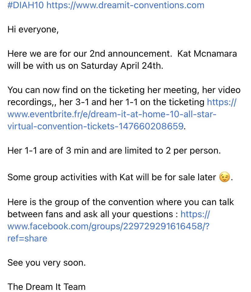 DreamitCon's tweet photo. #DIAH10 Kat Mcnamara est notre 2ème guest! // @Kat_McNamara is our 2nd guest!

https://t.co/p9bUEfZAve https://t.co/WA4bhkQHId