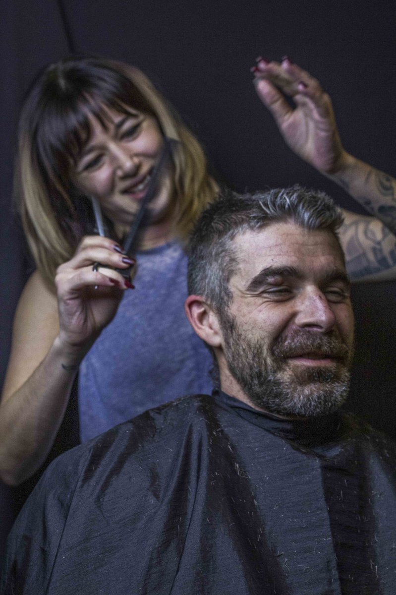 Smiling is just as contagious as laughter. Here, I’ll prove it to you...
.
Photos taken pre COVID. 
.
#2paychequesaway #dtes #yvr #vancouver #bc #charity #giveback #communitybuilding #changingthestigma #donate #volunteer #haircuts #barberlife #portrait #discoverportrait
