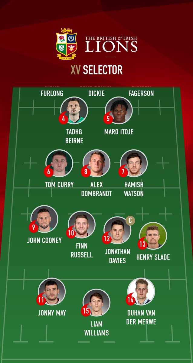 TEB1965's tweet photo. I've picked my Lions XV, not many will agree. Now choose yours: https://t.co/Dqwc9XypVU #UniteThePride #LionsWatch https://t.co/rYzEwqa79u