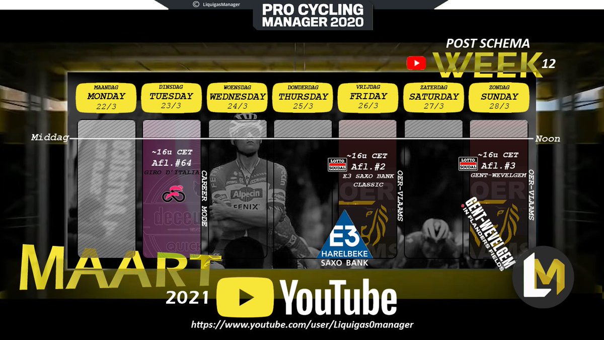 LMProCyclingBE's tweet photo. Week 12 op mijn #YouTube kanaal! @LMProCyclingBE
Knallen in de Giro en over de Oer-Vlaamse wegen.
We gaan het aanschouwen. Mis het niet.
#PCM20 #gaming #cycling https://t.co/Ag2NdgXO8N