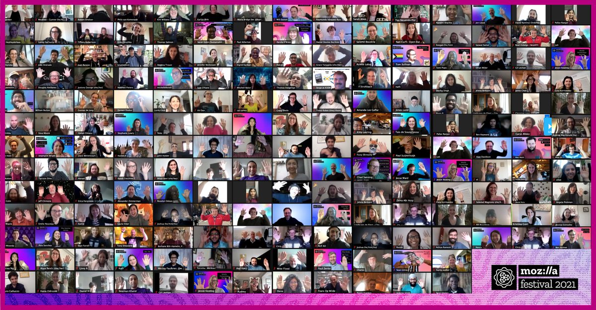 We are still spinning from awe and amazement of a #MozFest that was not only 100% virtual, but 12 days long.

Week 1 highlights: mzl.la/week1
Week 2 highlights: mzl.la/week2

We'd love to hear your reflections as well! Tag us in your blog posts and tweets!