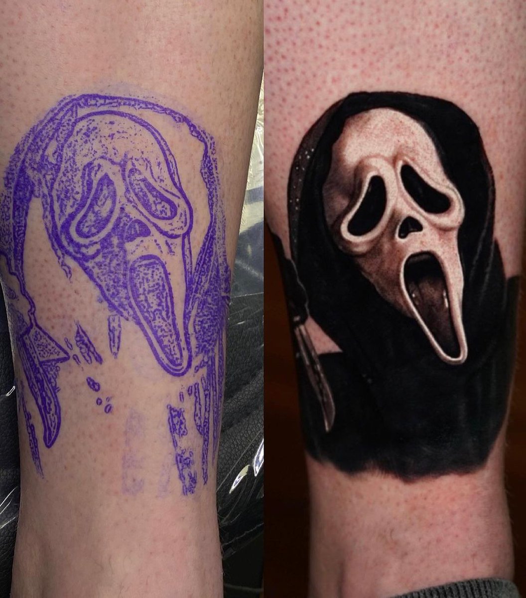 Pony Lawson on X: Ghostface 😱 stencil to tattoo using Tattoo