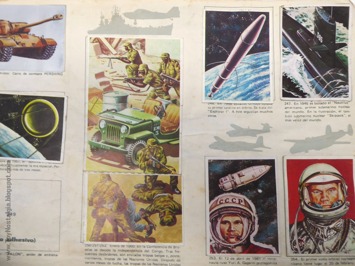Toynostalgia's tweet photo. Álbum "Hechos y Soldados del S.XX" (Argentina c. 1980)
La carrera espacial
#figus #cromos #tradingcards #stickers #fichus #figuritas #War #space #NASA #cosmonaut #astronaut #SpaceX https://t.co/mKwueFxTr5