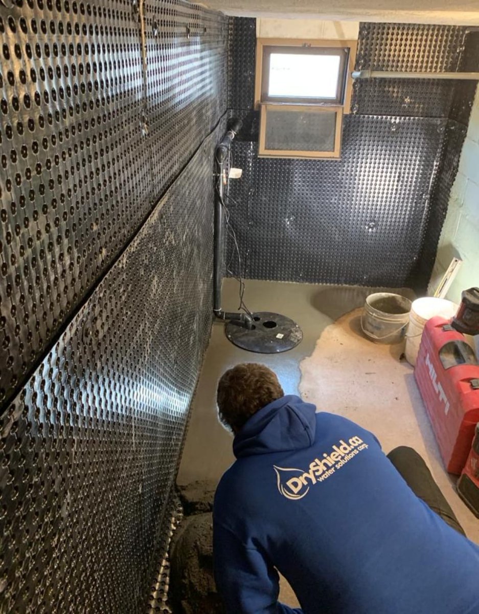 Dryshield's tweet photo. Internal Waterproofing with Sump Pump installation - don't wait receive your quote today from DryShield for your water issues. 
https://t.co/i0MrO5dGRw https://t.co/dx9aVJyhZV