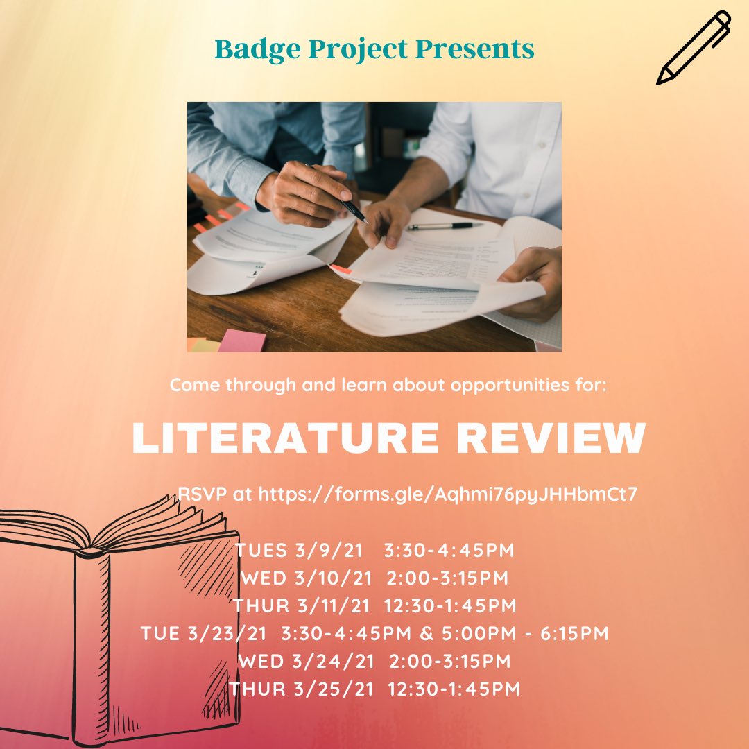 csunstartbadge's tweet photo. Welcome back Matadors! Join us tomorrow for our literature review workshop! #csun #matadors #welcomeback #springbreak #badgeproject #literaturereview #workshop https://t.co/D2vxjJoN58