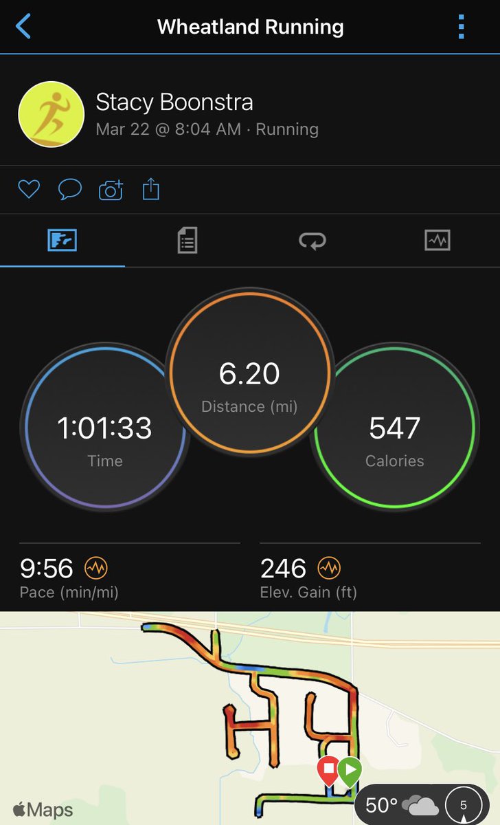 StacyBoonstra's tweet photo. Some easy Wheatland miles while waiting for the middle child at @WCSWarhawks volleyball practice.
#hillsfordays #6point2miles #garminfitness #runninginyour40s https://t.co/rDC50v53Dh