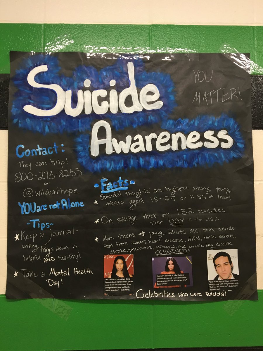 wildcathope's tweet photo. Happy Day 1 of Hope Week! Today we highlighted Suicide Awareness and had students wear blue. If you’re interested in more about this topic, see our board in the hallway or talk to a Hope Squad member at lunch and receive a free wristband!💙💙 https://t.co/1uUeUxslu1