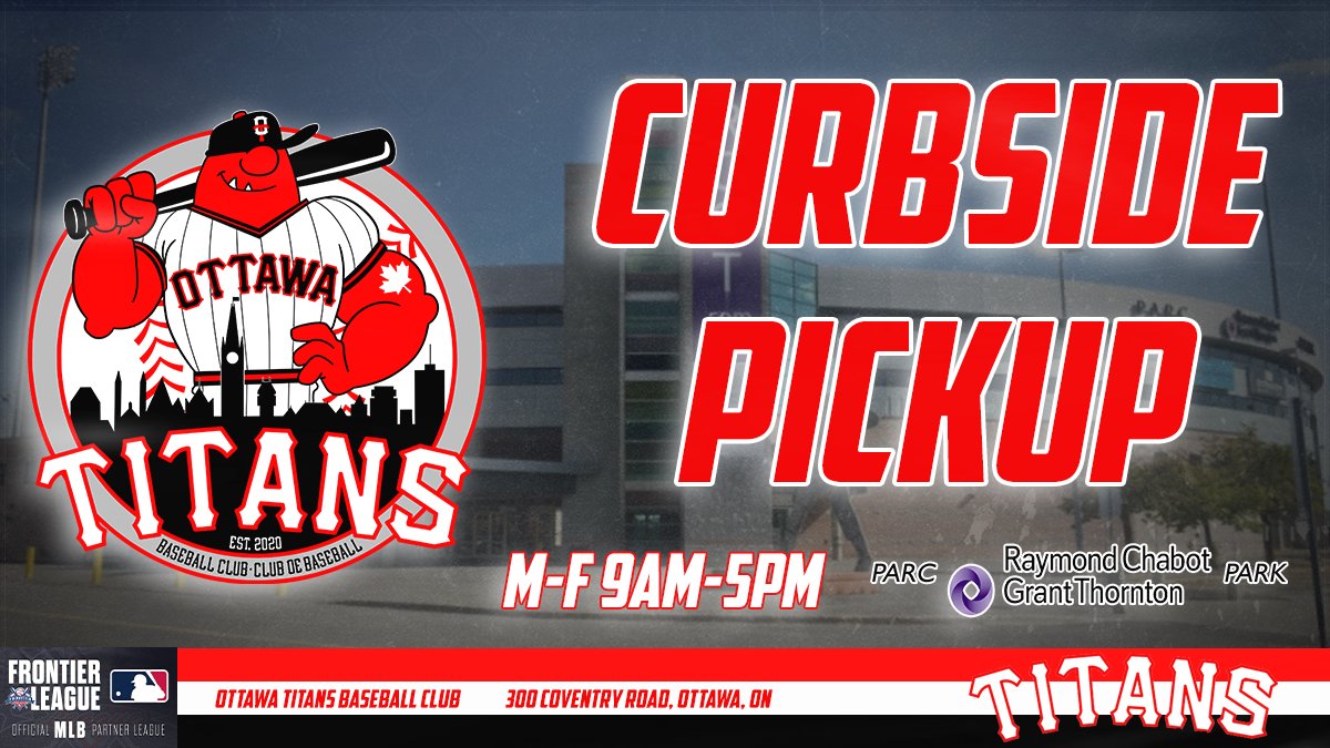 ottawa_titans's tweet photo. Hey, Titans fans! The Titans team shop is offering curbside pickup at RCGT Park!

Gear up for the Titans' inaugural season NOW!

➡️https://t.co/wKOM7Nl1CH

🔴⚪️⚫️ https://t.co/P8IgwYvPim