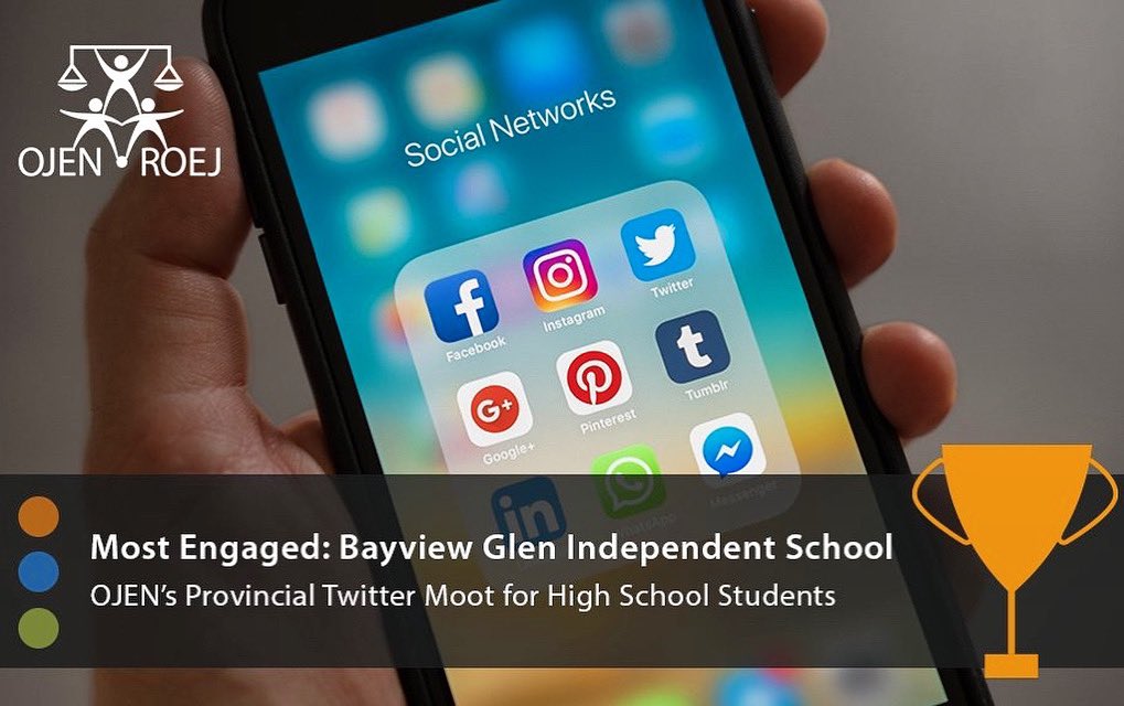 bayviewglen's tweet photo. On March 10 the #aspiringlawyers in Bayview Glen’s #LawClub @BVG_LawClub participated in the @OJEN_ROEJ #TwitterMoot competition. #BVGLawClub took home “the most engaging discussion” award. Read the entire article by Head Coach Sherry Darvish: https://t.co/uZa87FCZNp
#bvgschool https://t.co/y6cUXjO4PF