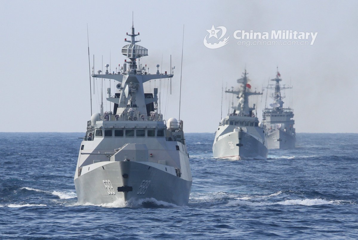 In other formations...  South Sea Fleet exercise from January 22-25 involving Type 056 corvette Qingyun (589), Type 056A corvette Jingmen (506) & Type 053H1 frigate Zhaotong (555).Source:  http://eng.chinamil.com.cn 