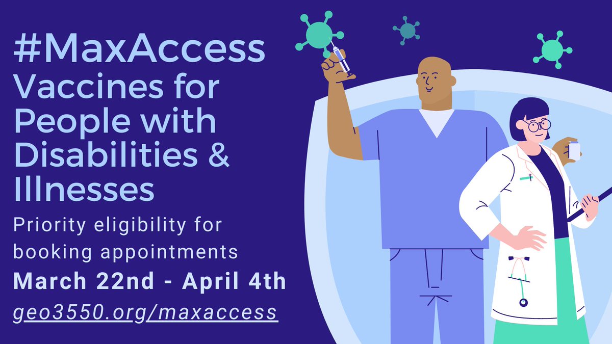 geo3550's tweet photo. #MaxAccess
Today (03/22), all in MI 16+ with medical conditions and disabilities are eligible for vaccination and have priority eligibility for booking appointments between now and April 4th, 2021. See here: https://t.co/rOSRXBeIPH
Find county resources: https://t.co/s6si6pZZBV https://t.co/QBchcMpjzL