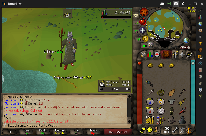 Player1az's tweet photo. The fav re-occurring Swampletic's character came to see me while going for my trident on the UIM. How sweet. :)  @SettledRS https://t.co/jmmQQe6k2b