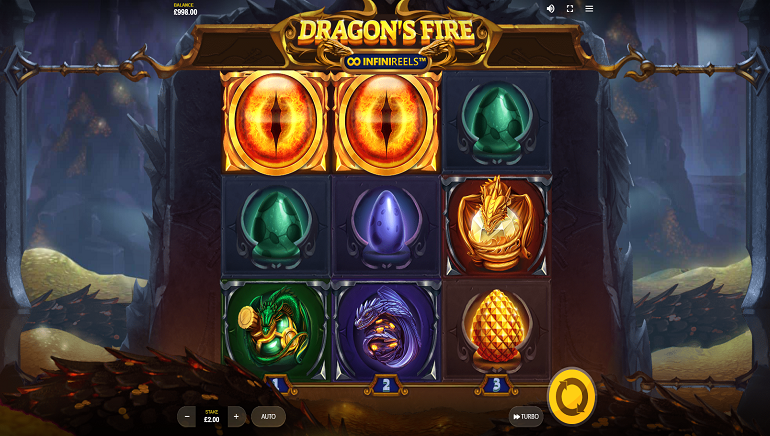The Dragon's Fire: InfiniReels online slot roars into casinos featuring the Red Tiger range. What starts out as a 3-reel slot with 27 ways to win can quickly grow into a real money game with many reels and a vast number of winning ways. #casinoonline