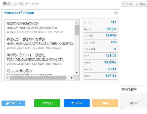 Gotoukun510 春の言葉 完全初見なんだけど 10分で700でてビビってる word目700コレクションにしてやりたい 今日の腕試しタイピング ローマ字 の結果は Tatujin スコア 677 でした T Co a9lylwaf Etyping Et R T Co Ghehcm1lxw Gotoukun510 春の言葉 完全初見なんだけど 10分で700でてビビってる word目700コレクションにしてやりたい 今日の腕試しタイピング ローマ字 の結果は Tatujin スコア 677 でした T Co a9lylwaf Etyping Et R T Co Ghehcm1lxw