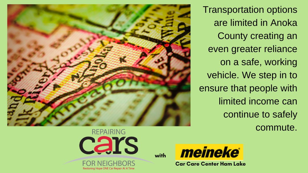CarForNeighbors's tweet photo. #DidYouKnow? Despite being the 4th largest county in MN, public is very limited in here in Anoka County. This creates an even greater reliance on a safe, working vehicle. That's where we step in. Learn more at https://t.co/bD4RyidnSu. #lowcostcarrepair #carsforneighbors https://t.co/AMIQeCZnpo