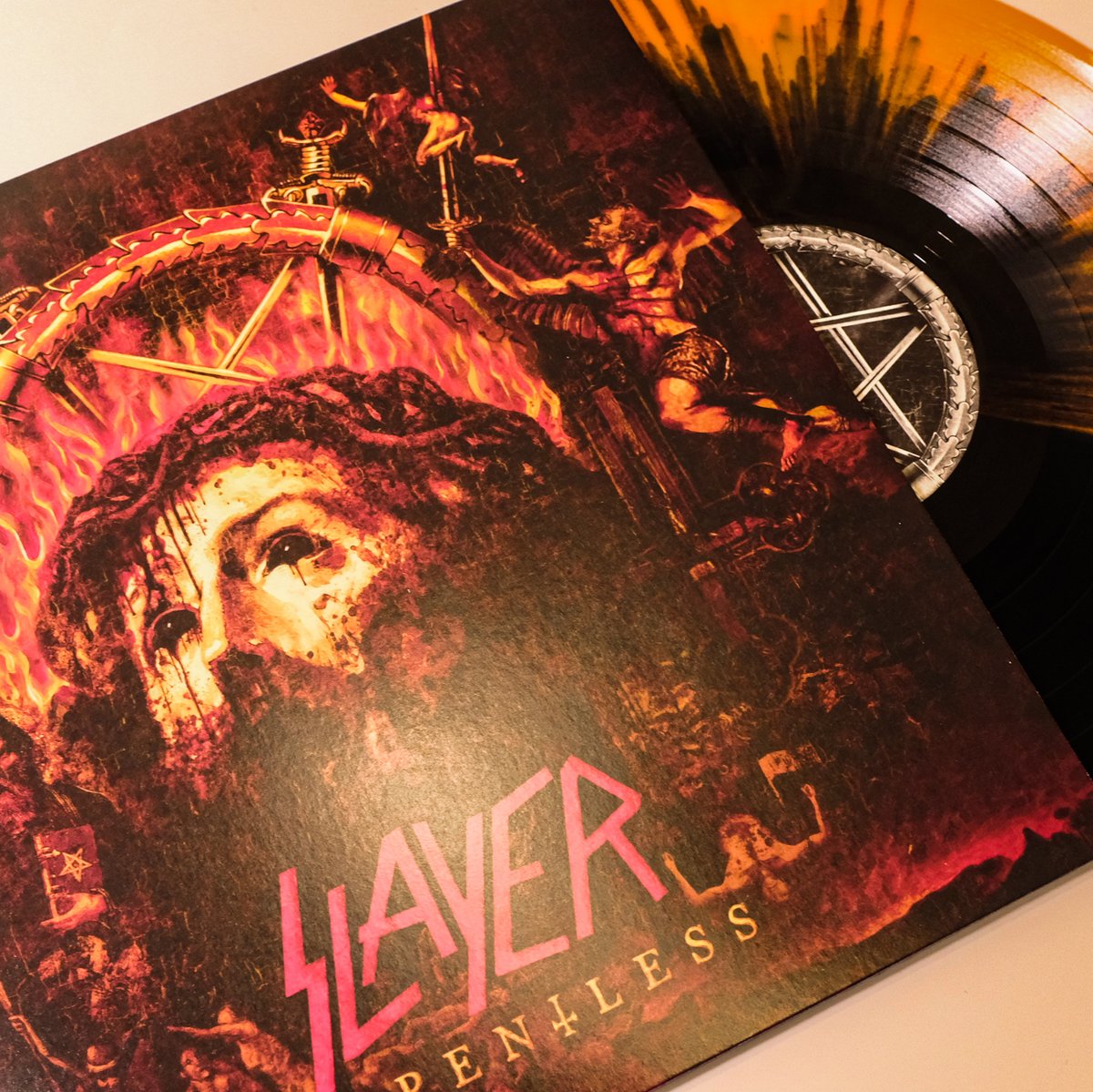 Slayer's tweet photo. REPENTLESS
Black w/ Orange+Black Splatter Bi-Colored
THE REPENTLESS KILLOGY
Red and Black Inkspot

#SLAYER Vinyl Limited to 500:
https://t.co/ExSun3Lumh

Ships Worldwide https://t.co/5S13WWWjxU
