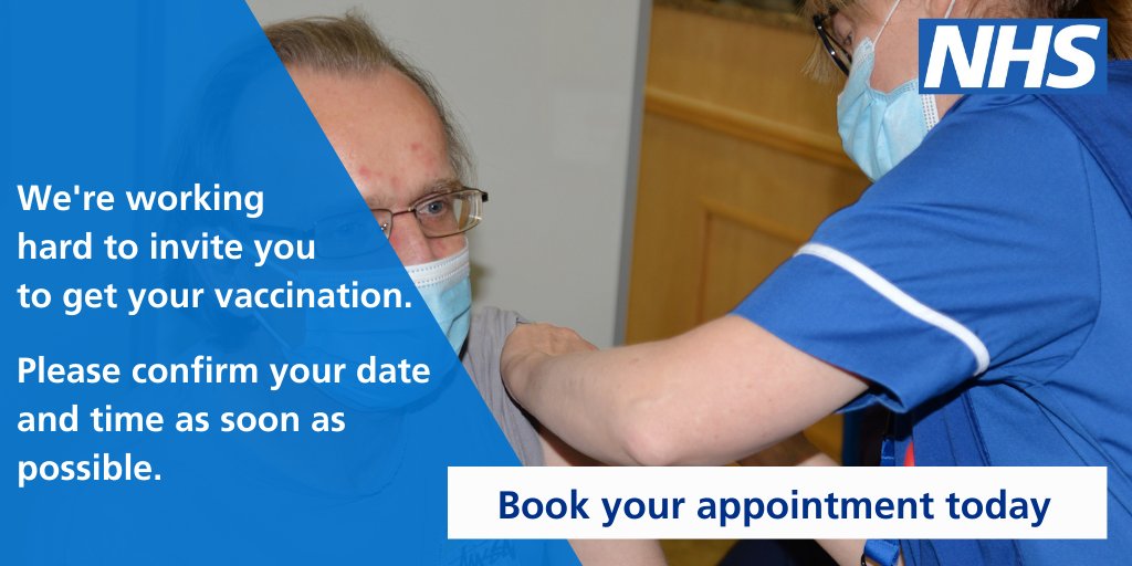 We’re working hard to invite you to get your vaccination. Please confirm your date and time as soon as possible – book your appointment today! #StayWellSomerset