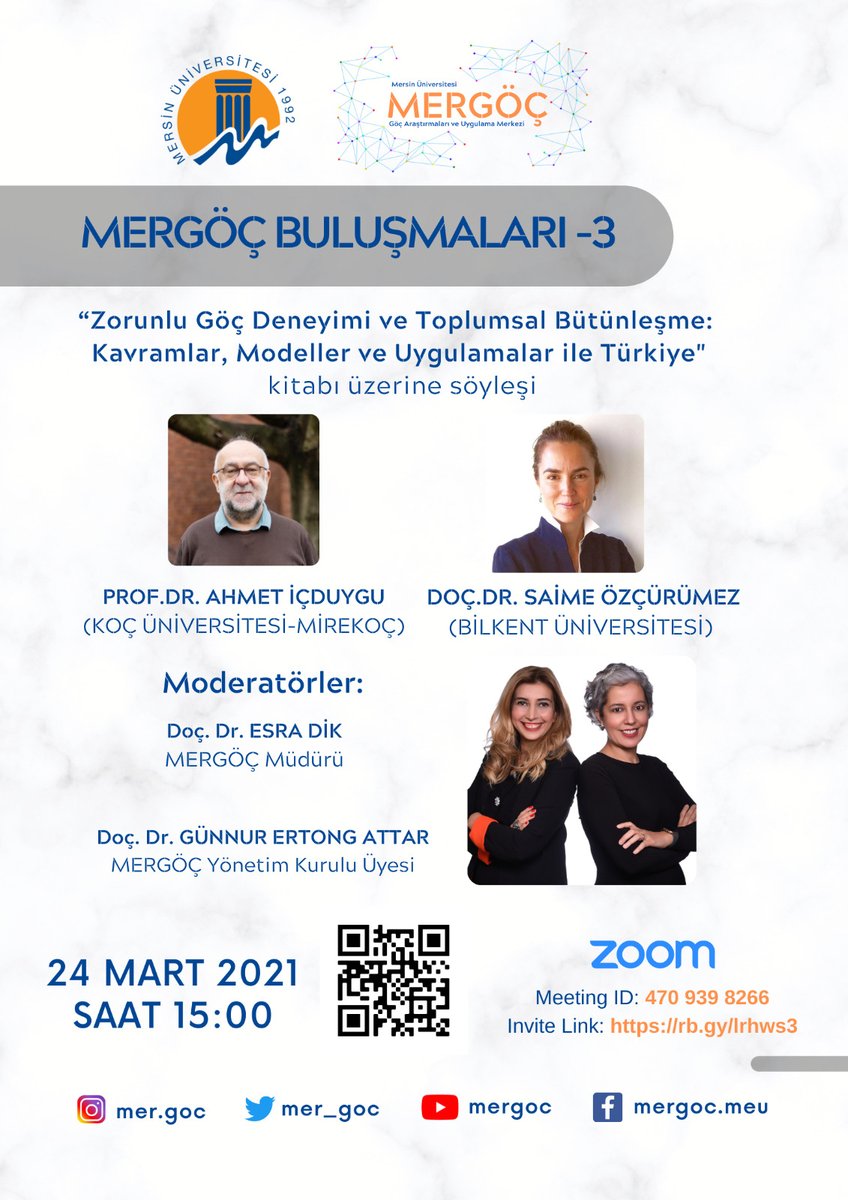 MERGÖÇ Buluşmaları -3   

24 Mart 2021 Çarşamba günü saat: 15:00 'te çevrimiçi olarak düzenlenecek etkinliğin bu haftaki konukları Prof.Dr.<a href="/AhmetIcduygu/">Ahmet Icduygu</a> ve Doç.Dr.Saime ÖZÇÜREMEZ
Önceden kayıt olmaksızın katılabileceğiniz link: rb.gy/lrhws3