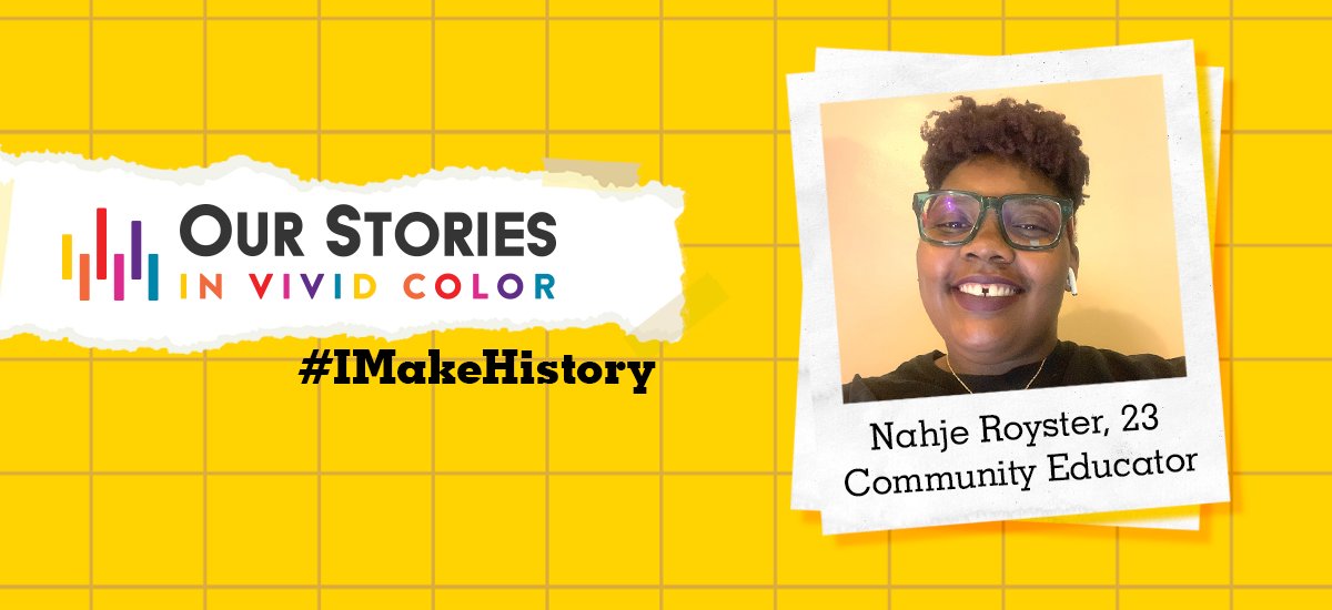 BreakthroughUS's tweet photo. Meet Nahje! She's making history through her organization, OURS: Black Folks Discourse. Read more: https://t.co/8jVLumQilG #IMakeHistory #WomensHistoryMonth https://t.co/tpAsMXXgMw