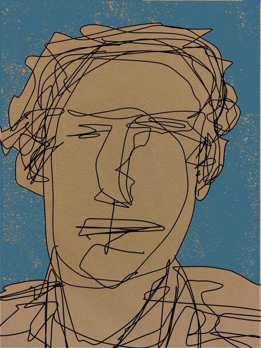 PDean_Yeah's tweet photo. "The English Major", drawn a few days ago with eyegaze technology. #DrawingWhileDisabled #DisabledArtists #ALS #LouGehrigsDisease #MND #EyeGaze #EyeGazeArt #DisabilityTwitter https://t.co/1T38yfmd3t