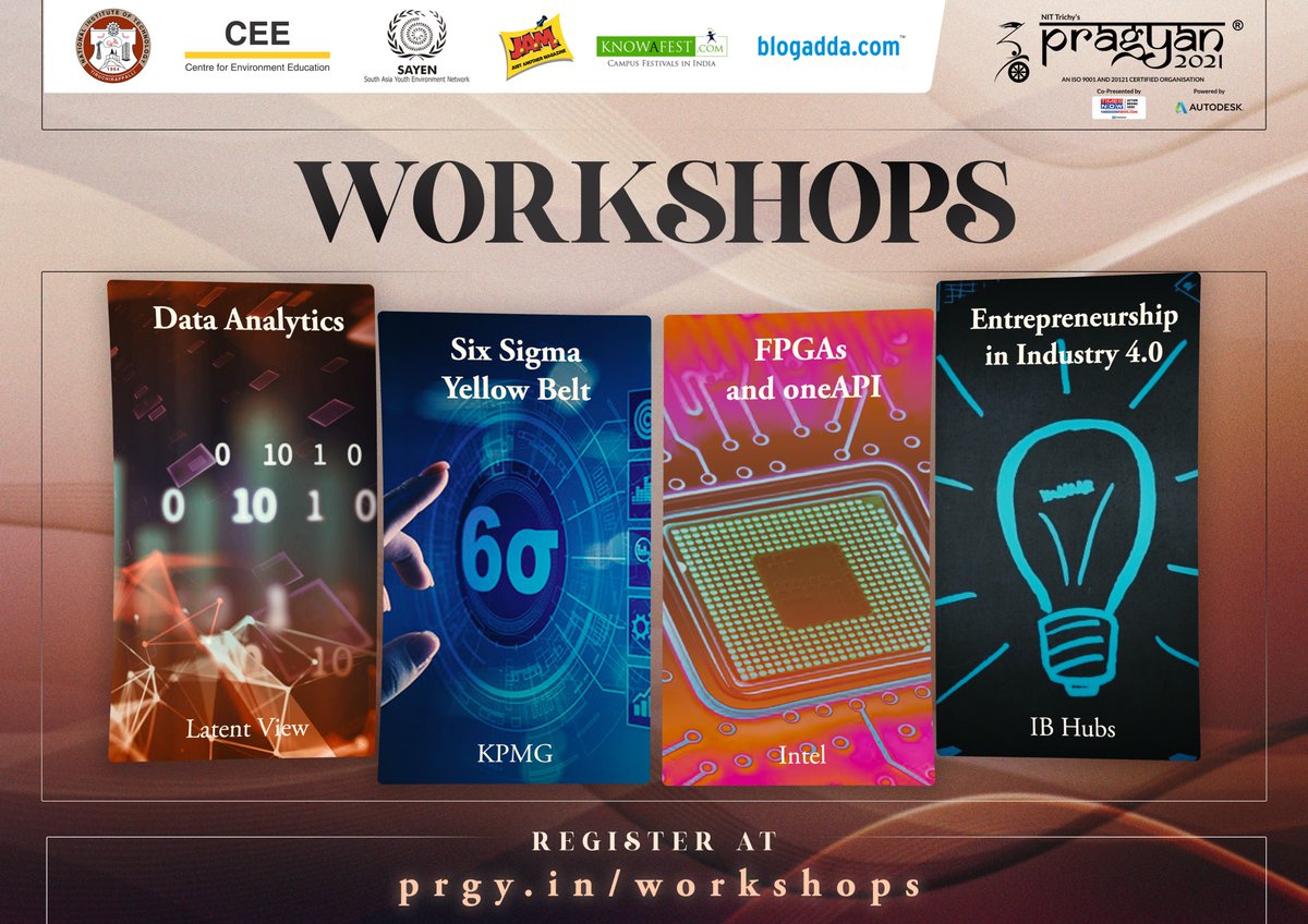nitt_pragyan's tweet photo. #Pragyan ’21 is elated to present its highly anticipated #Workshops series. Explore the numerous platforms for the chance to discover valuable skills and gain insights. For more information, check out https://t.co/V9TkNUN9CB.
#LetsCelebrateTechnology #Metaverse #3DTG https://t.co/C4Ju8oSls3