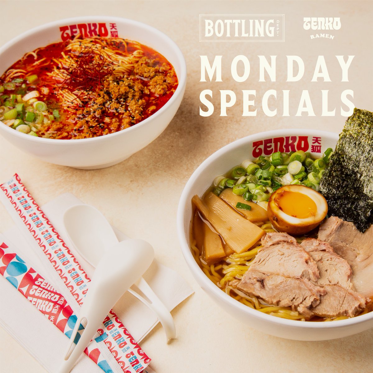 Did you know that at @tenko_ramen you can get any two ramens for $20 on Mondays at @bottlingdept? What originally began as a pop-up, Jennifer Dobbertin and Quealy Watson brought well-loved Tenko Ramen to the Bottling Department in the summer of 2017.