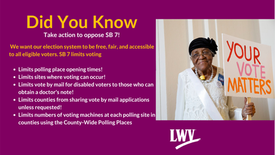 RodneyEllis's tweet photo. We should be focused on expanding access to the ballot, not restricting it.

The #txlege hearing scheduled for #SB7 has been delayed. There is still time to ask your state representatives to stop modern day voter suppression.
https://t.co/4pAtLvAC4P https://t.co/UB9px5g8UA
