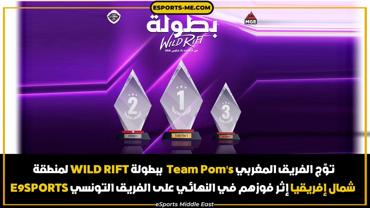 ESME's tweet photo. الف مبروك للفريق المغربي الفوز بالبطولة وحصد 1500 دولار كجائزة المركز الأول 🇲🇦🥰
#WildRift #LeagueOfLegends #Esports #TeamPOMS #Morroco https://t.co/avEkPOzzhQ