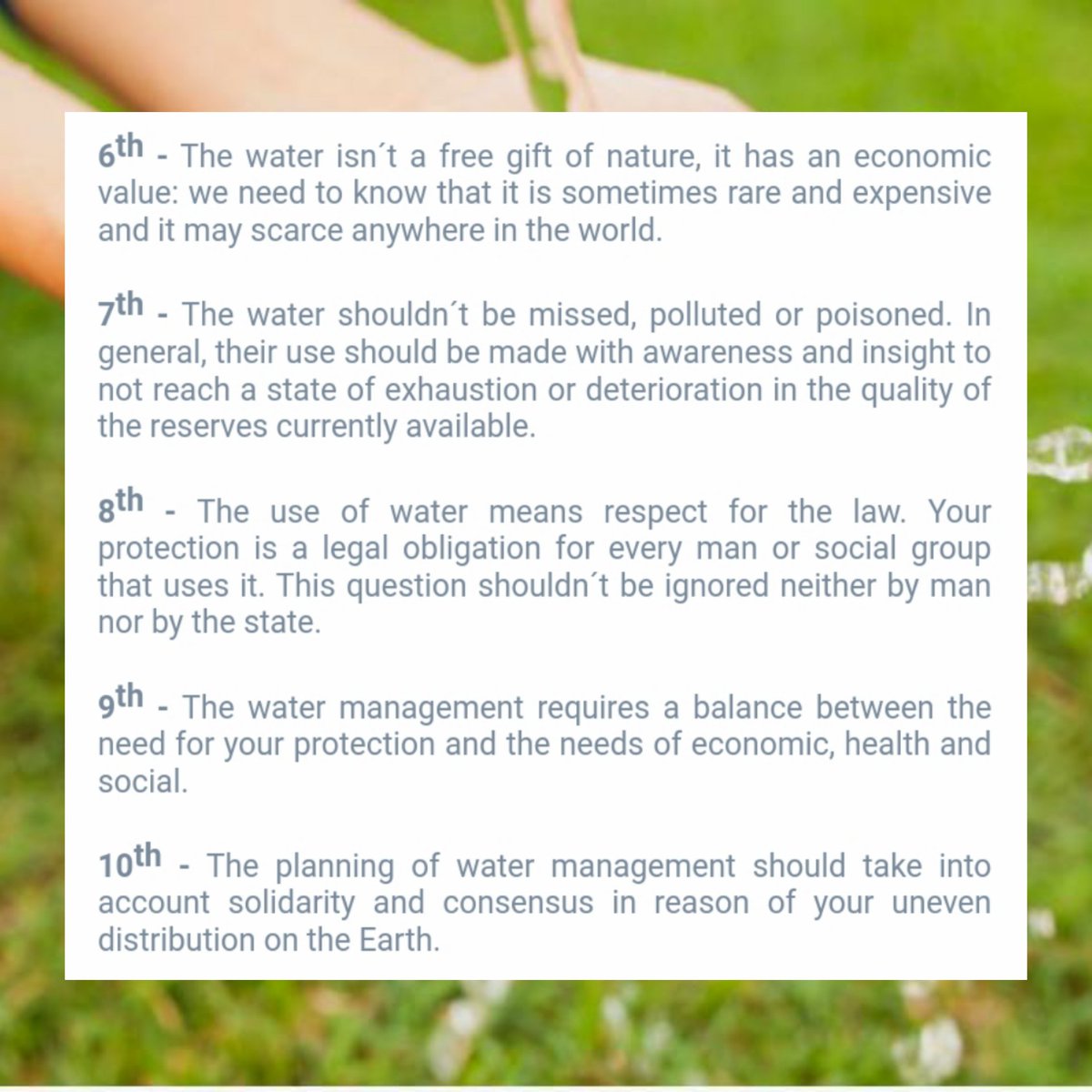 GreenCoastPeak's tweet photo. Today is World Water Day and Green Coast Peakers want to focus on the importance of water in our daily life.
Did you know there is a Universal Declaration of Water Rights?
#WorldWaterDay #WorldWaterDay2021 #WaterImportance #WaterIsLife
#MyPeakChallenge #GreenCoastPeakers https://t.co/IgSzRy8yAN