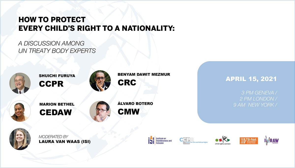 I am hugely looking forward to moderating this conversation with UN Treaty Body experts on 15 April, sharing ideas about how to protect every child's right to a nationality. Register now! institutesi.org/news/save-the-… #statelessness <a href="/UNHumanRights/">UN Human Rights</a> <a href="/Refugees/">UNHCR, the UN Refugee Agency</a> <a href="/UNICEF/">UNICEF</a>