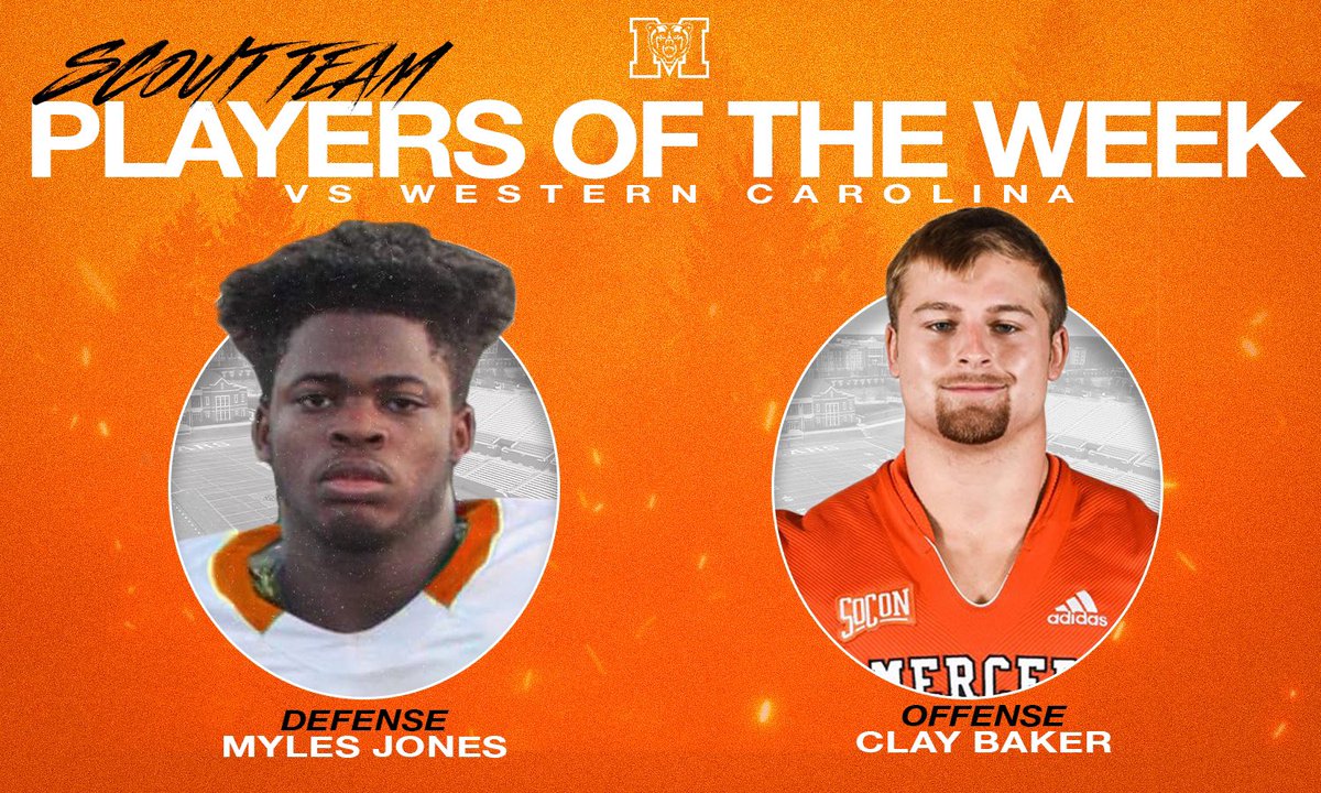 MercerFootball's tweet photo. Our players of the week from Western Carolina!

#RaisetheBar | #RoarTogether https://t.co/cyXA33NIXD