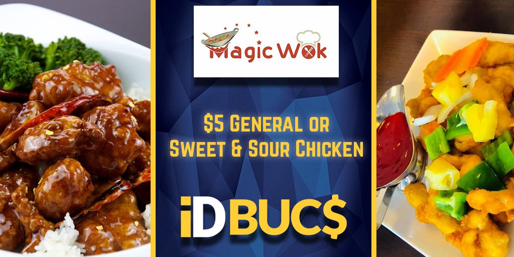 Hey Bucs! This week's Featured Merchant has an amazing deal for #idbucs users. Magic Wok is offering General or Sweet &amp; Sour Chicken meals for only $5! This special will only last until 3/28, so put Magic Wok on your menu this week and remember to use ID Buc$ #gobucs #etsu