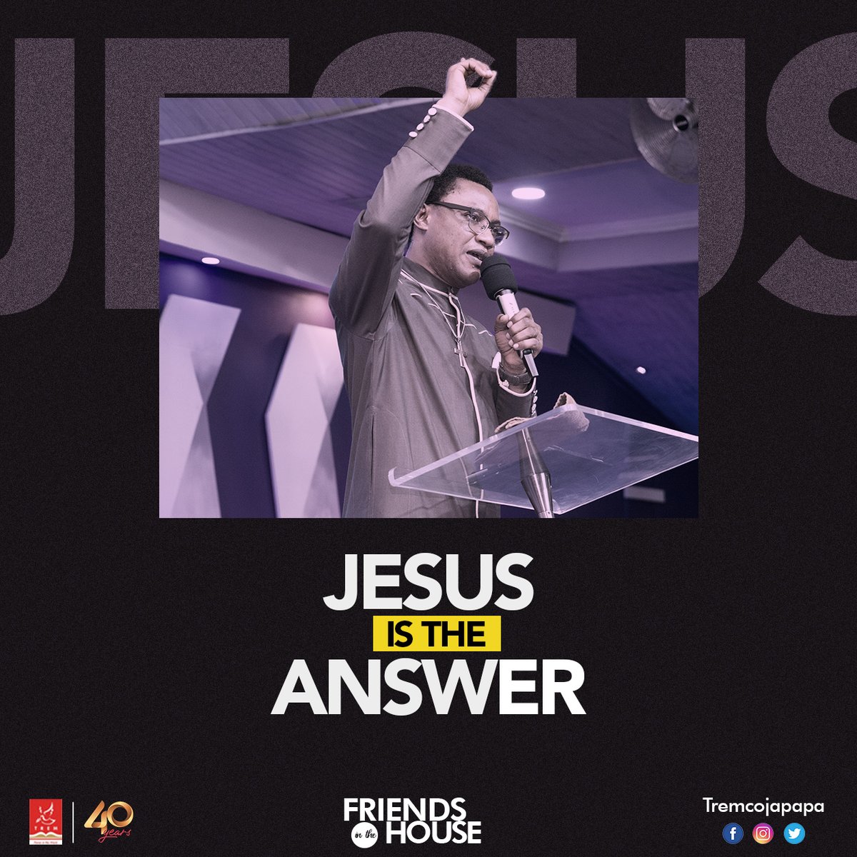 tremcojapapa's tweet photo. No matter the challenges and problems that you are facing right now; always know that Jesus is the answer to it. The burden that you are carrying is not yours to bear, hand it all to Him and live a life full of rest.
#TREMCITYOFJOY
#SUNDAYSERVICE 
#FRIENDSINTHEHOUSE https://t.co/LjmES4V4gR