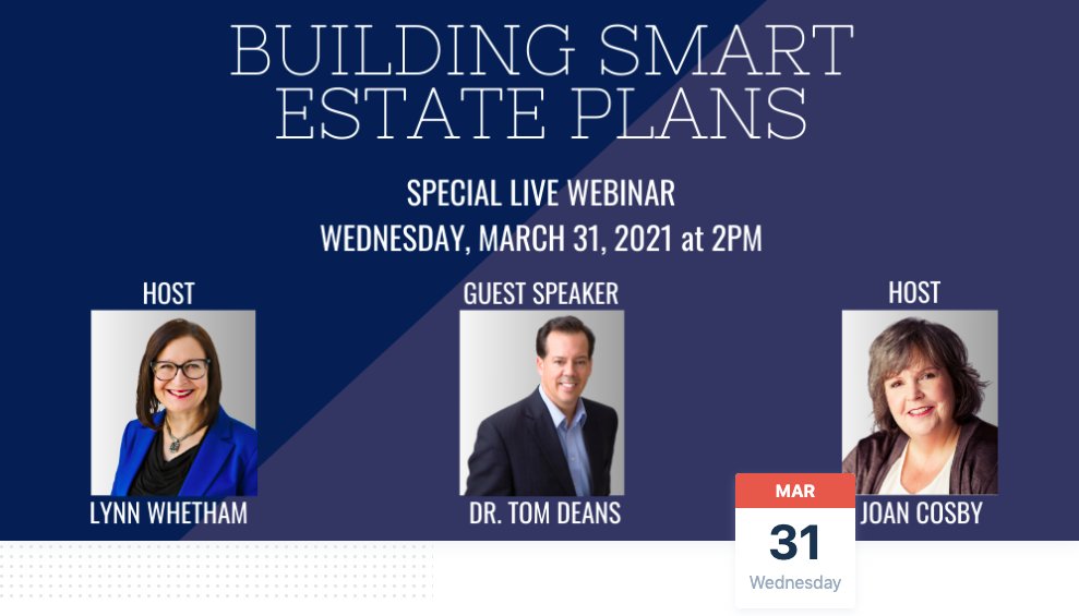 1 Week Left To Register! Building Smart Estate Plans with Dr. Tom Deans - mailchi.mp/731ebc277a3c/b…