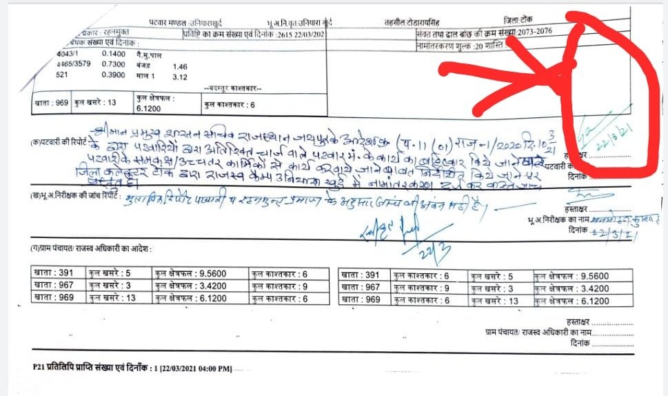 ध्यान देने वाली बात की ilr महोदय ने अपनी रिपोर्ट में मुताबिक पटवारी रिपोर्ट 
लिखा है 
मतलब 
कलक्टर सहाब के लिए पटवारी
आज उस माँ की  बात हकीकत हो गयी कि बेटा थोड़ा और पड़ता तो पटवारी बन जाता।।
<a href="/ajayhnd/">Ajay Kumar Sharma</a>
<a href="/RPS_President/">Rajender Kumar Nimiwal</a> 
<a href="/zeerajasthan_/">ZEE Rajasthan</a> 
<a href="/DharmveerBarala/">Dharamveer Barala🇮🇳</a> 
<a href="/1stIndiaNews/">First India News</a>