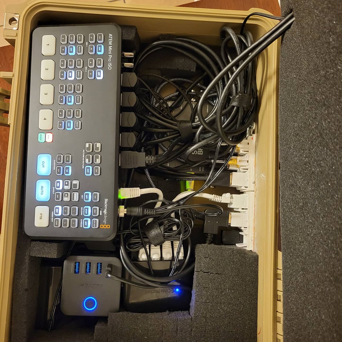 elslunko's tweet image. Built this to be a little better organized during remote streams. Has my #blackmagic #atem mini pro iso and stream bridge inside.