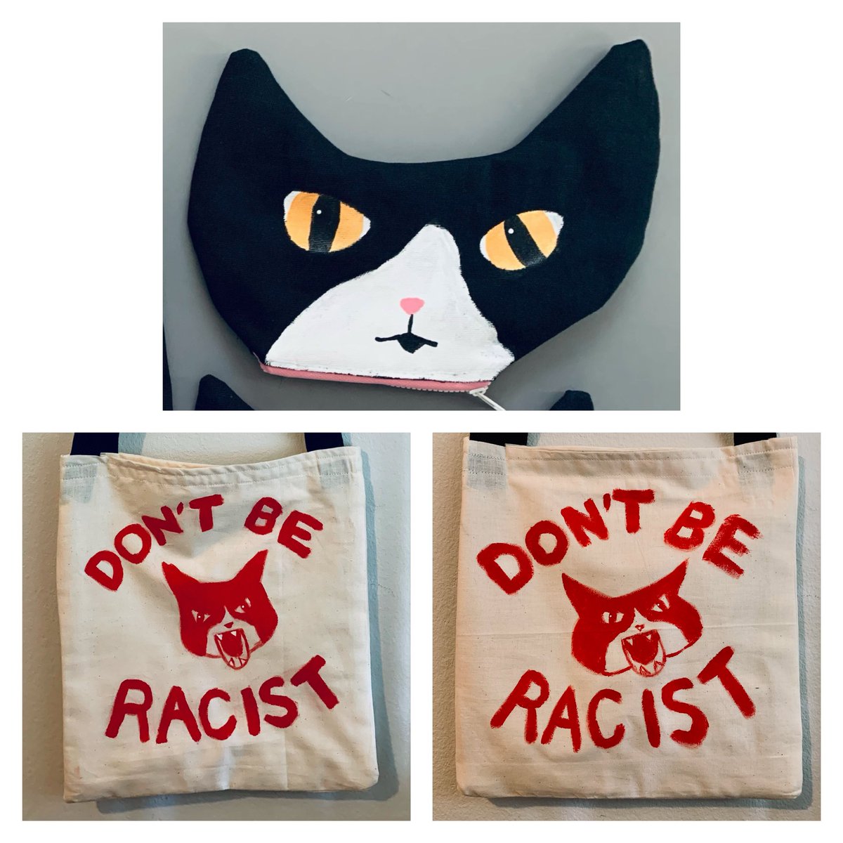 michyelle's tweet photo. I have one kitty pouch left for $20! and these 2 lightweight tote bags left for $25 each. 100% of the sales will go to support the AAPI Community fund. Thank you for the support! https://t.co/Z2JDdsHcvu