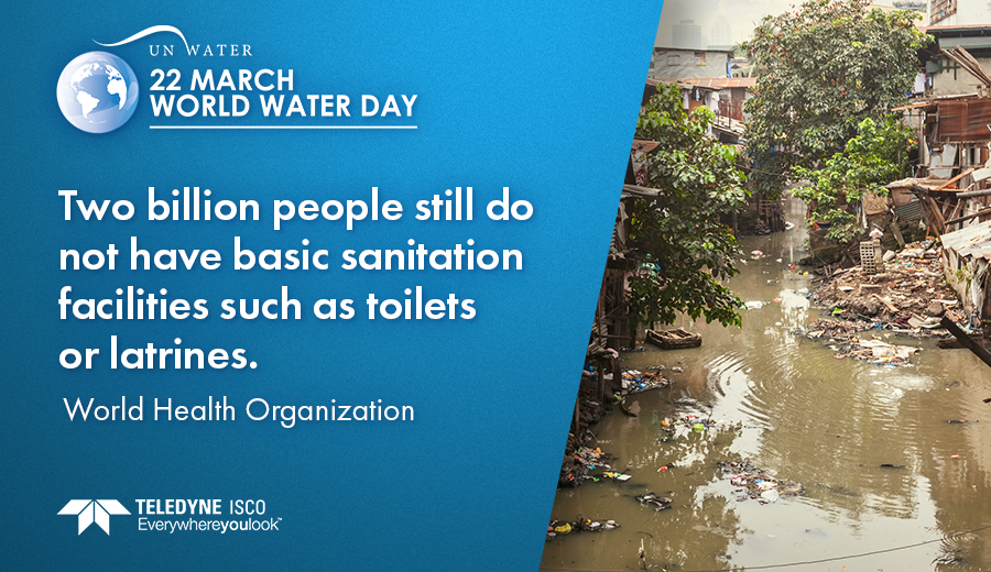 TeledyneIsco's tweet photo. Could you imagine life without #cleanwater and #basicsanitation? Two billion people still do not have basic sanitation facilities such as toilets or latrines. #wastewater #TeledyneISCO #WorldWaterDay #raisingawareness #water https://t.co/Tl2nRQR1PA
